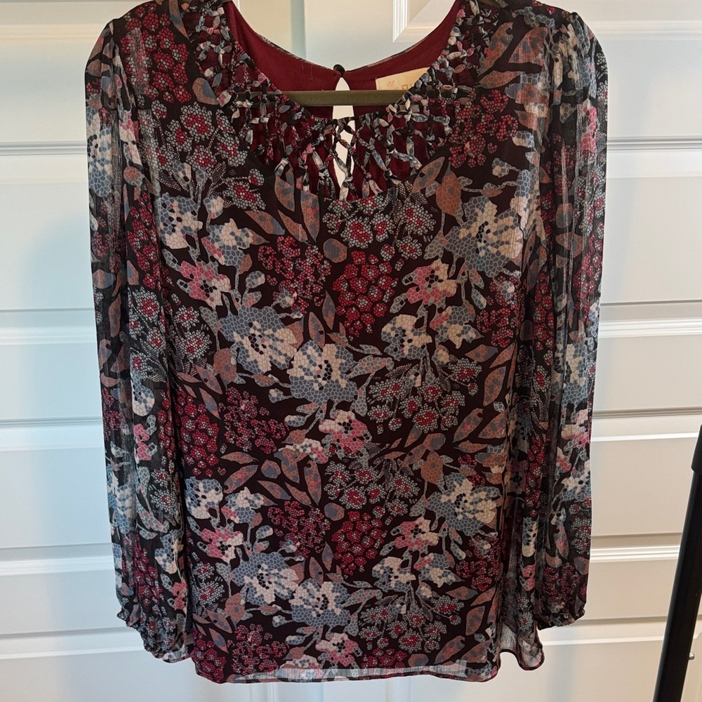 Belle by Kim Gravel Floral Blouse - Red and Pink